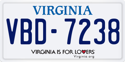 VA license plate VBD7238