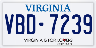 VA license plate VBD7239