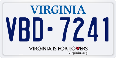 VA license plate VBD7241
