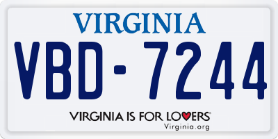 VA license plate VBD7244