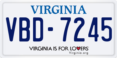 VA license plate VBD7245