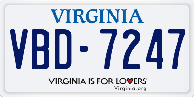 VA license plate VBD7247