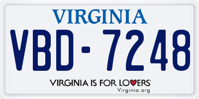 VA license plate VBD7248