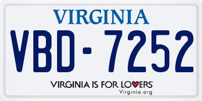 VA license plate VBD7252