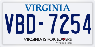 VA license plate VBD7254