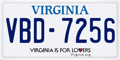 VA license plate VBD7256