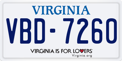 VA license plate VBD7260