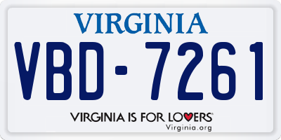 VA license plate VBD7261