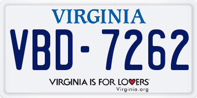 VA license plate VBD7262