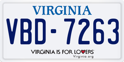 VA license plate VBD7263
