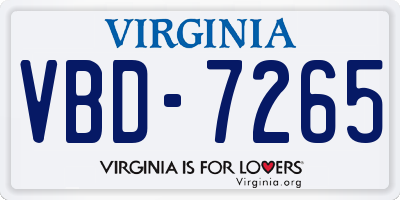 VA license plate VBD7265