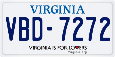 VA license plate VBD7272