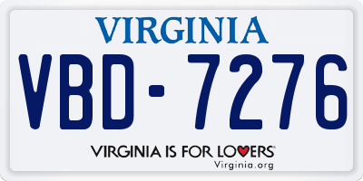 VA license plate VBD7276