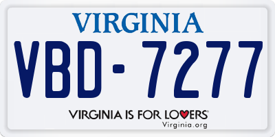 VA license plate VBD7277