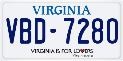 VA license plate VBD7280