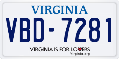 VA license plate VBD7281