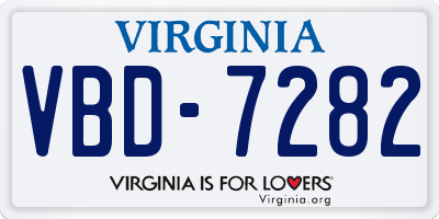 VA license plate VBD7282