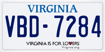 VA license plate VBD7284
