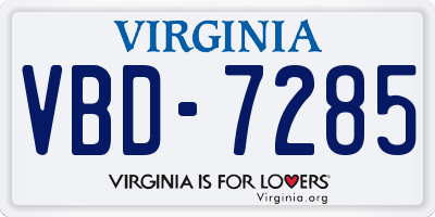 VA license plate VBD7285