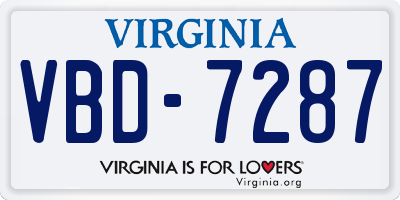 VA license plate VBD7287