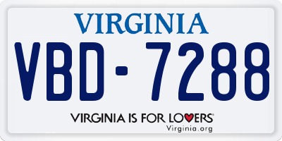 VA license plate VBD7288