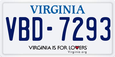 VA license plate VBD7293