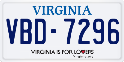 VA license plate VBD7296