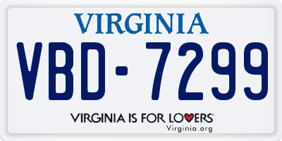 VA license plate VBD7299