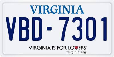 VA license plate VBD7301