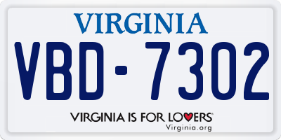 VA license plate VBD7302
