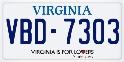 VA license plate VBD7303