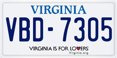 VA license plate VBD7305