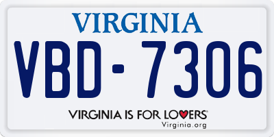 VA license plate VBD7306