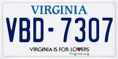 VA license plate VBD7307