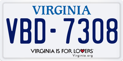 VA license plate VBD7308
