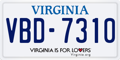 VA license plate VBD7310