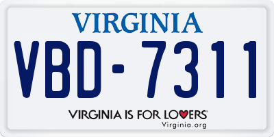VA license plate VBD7311