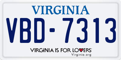 VA license plate VBD7313
