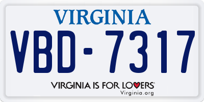 VA license plate VBD7317