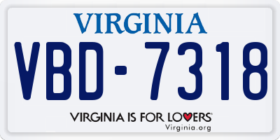 VA license plate VBD7318