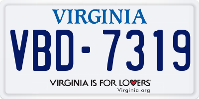 VA license plate VBD7319