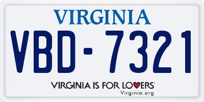 VA license plate VBD7321