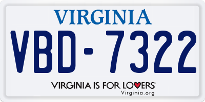 VA license plate VBD7322