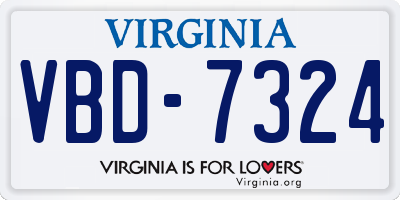 VA license plate VBD7324