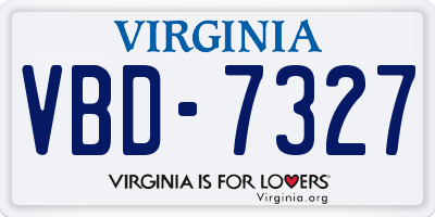 VA license plate VBD7327