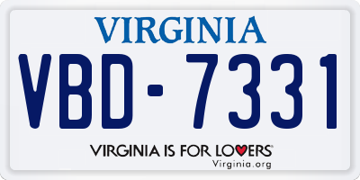 VA license plate VBD7331
