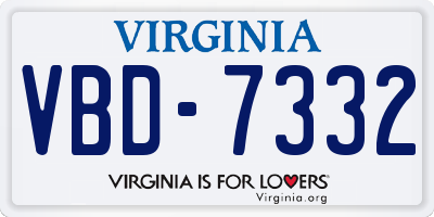 VA license plate VBD7332