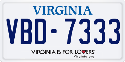 VA license plate VBD7333