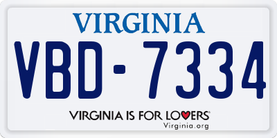VA license plate VBD7334