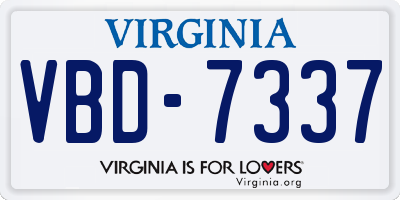 VA license plate VBD7337